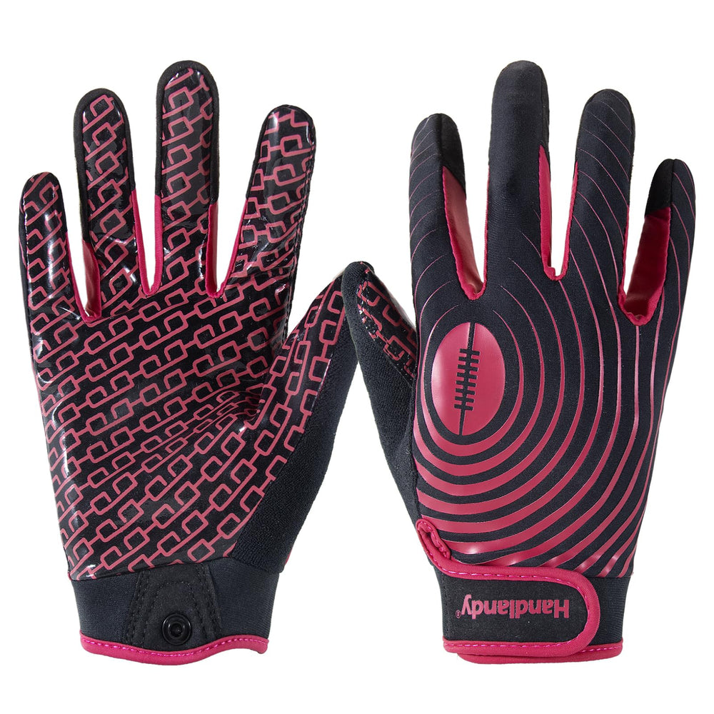 HANDLANDY glove front view showing hot pink color and secure fit benefits
