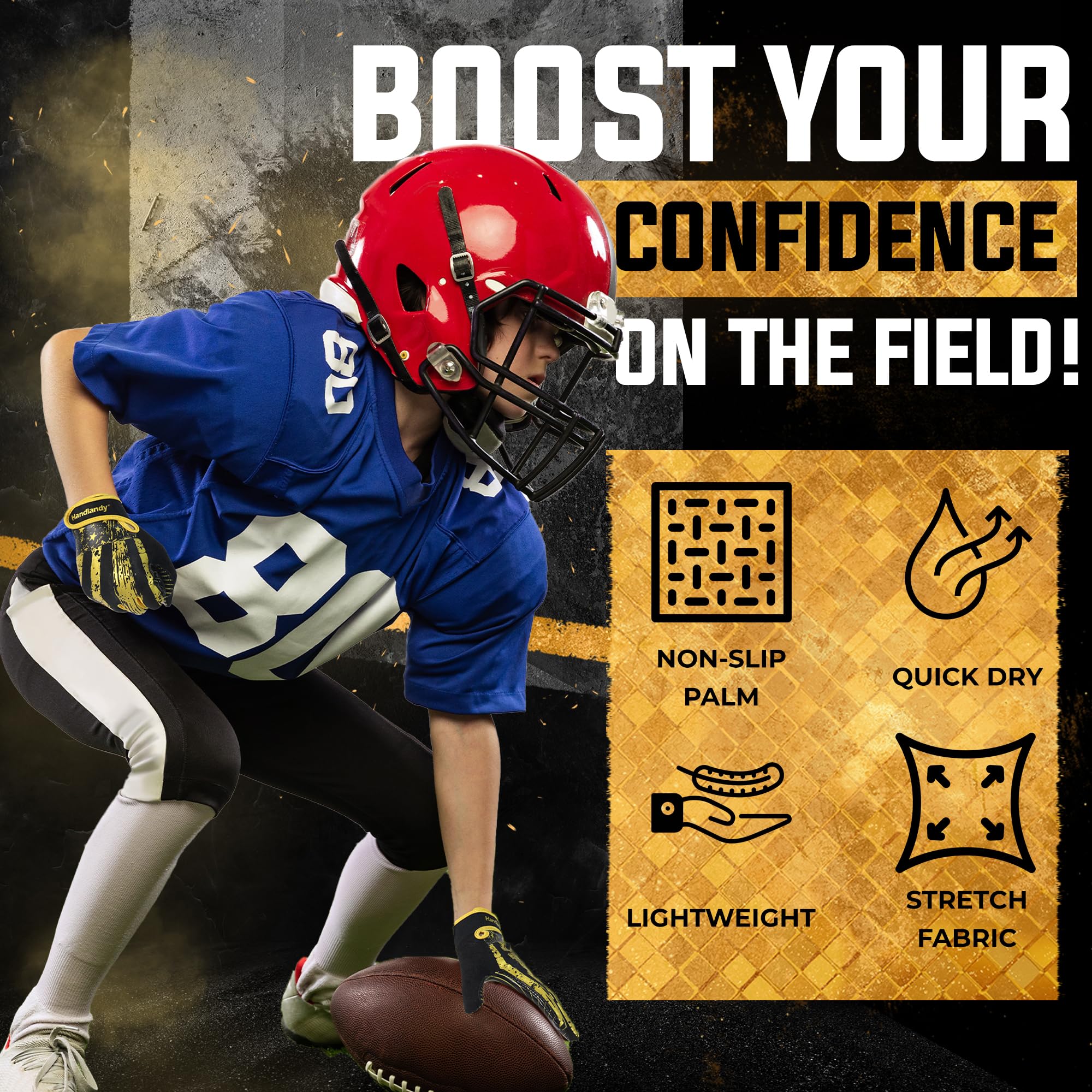 HANDLANDY youth player catching football showing improved control benefit