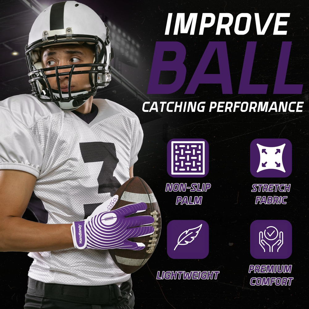 HANDLANDY gloves in use catching football, improves ball control
