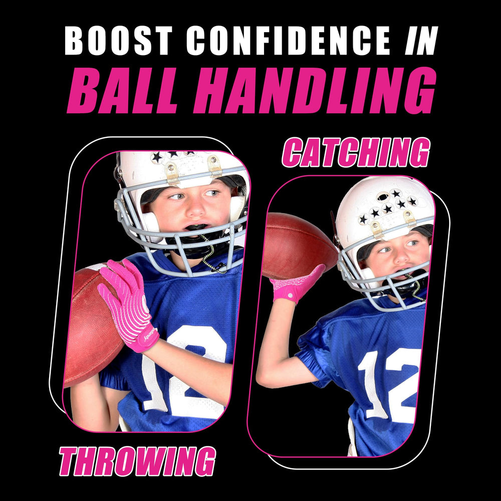 HANDLANDY gloves catching a football in action for improved control benefit