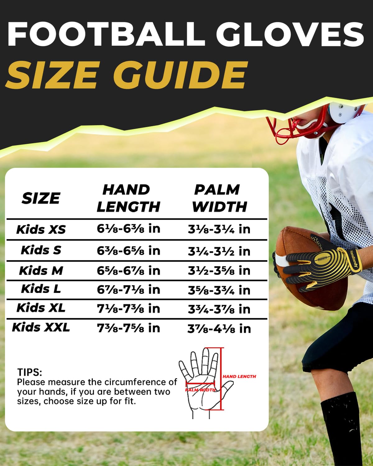 HANDLANDY child wearing gloves catching a football showing improved control and confidence