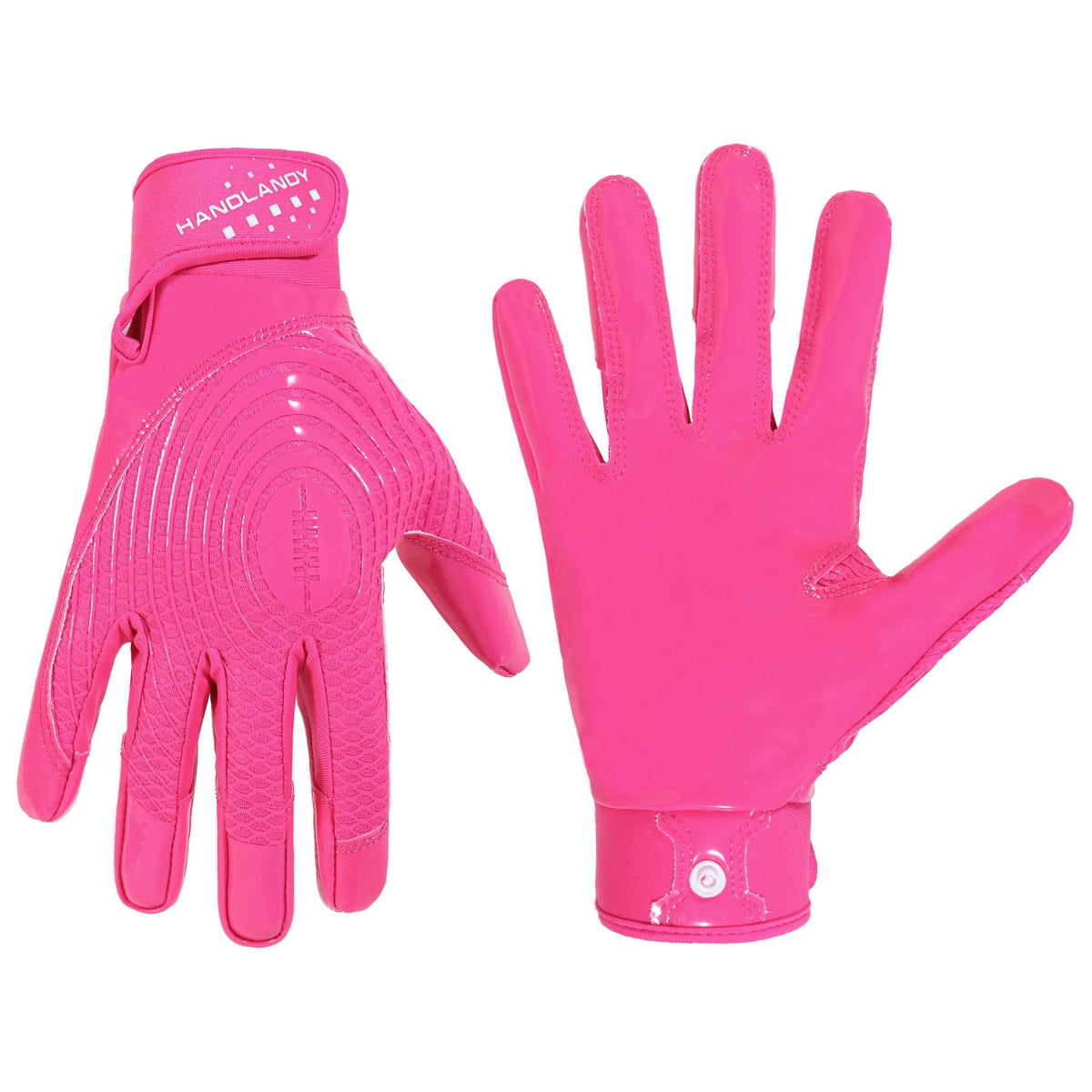 HANDLANDY pink gloves front view showing full glove and bold color benefit grip