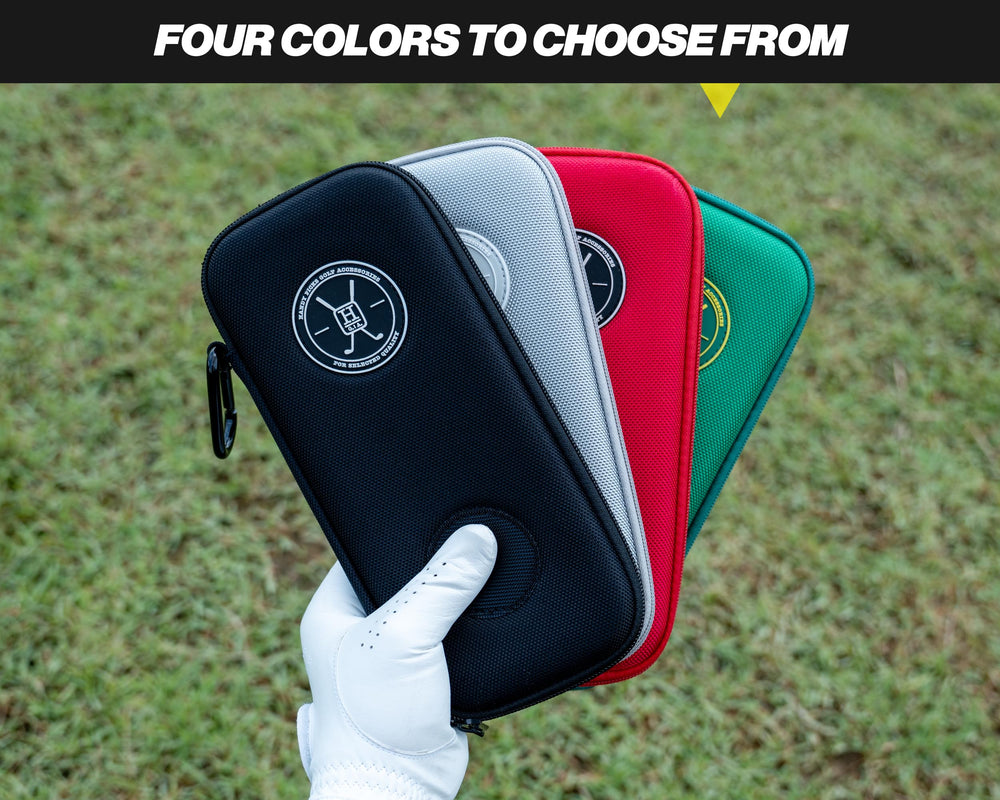 Handy Picks case inside golf bag in use to keep gloves protected and accessible