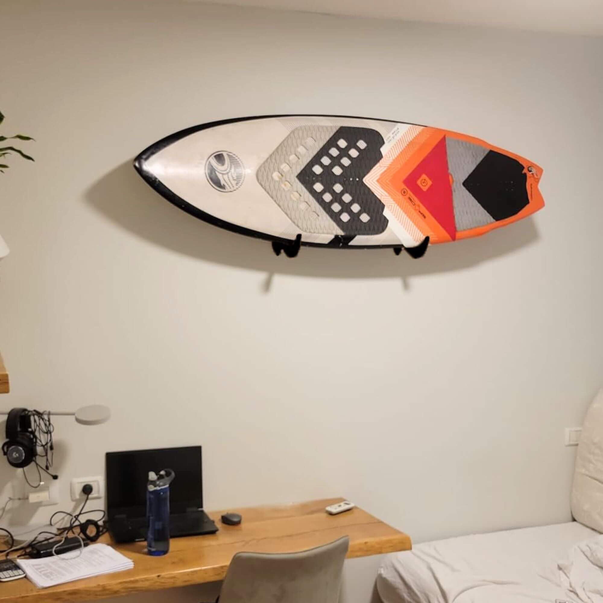 Hang 11 in a beach house living room creating surf-focused home decor