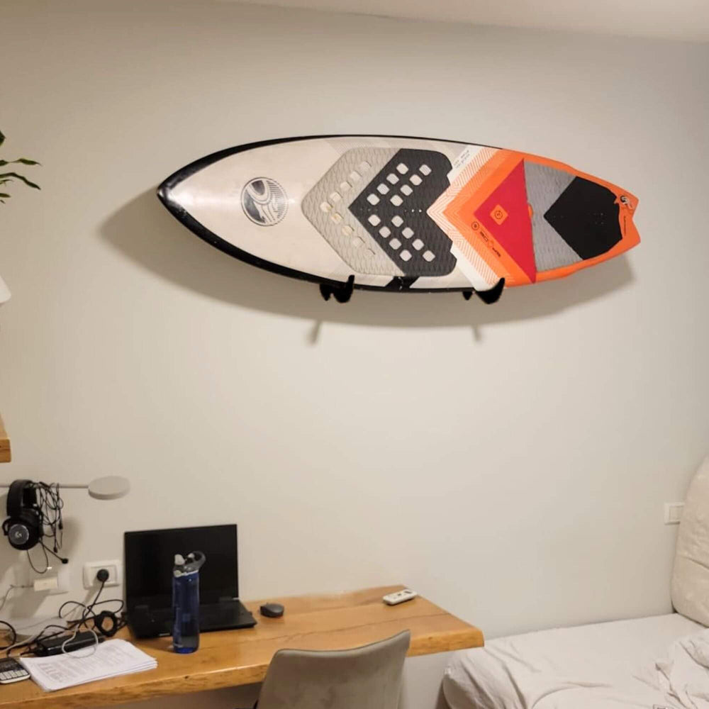 Hang 11 in a beach house living room creating surf-focused home decor