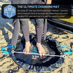 Hang 11 rolled into a dry bag with cinch closure for clean wet-gear transport