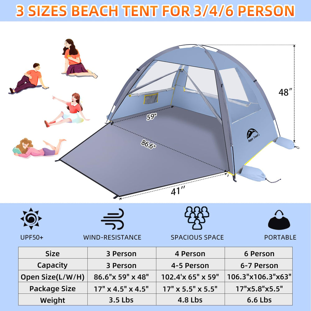 HAPPY TRAVEL lifestyle scene on beach showing comfort and sun protection