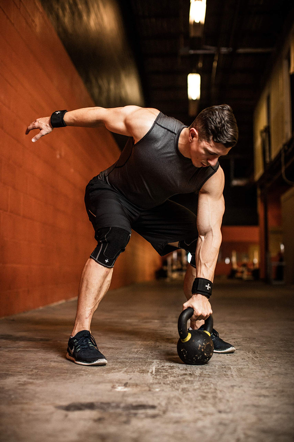 Harbinger side profile on wrist showing range of motion while supporting joint