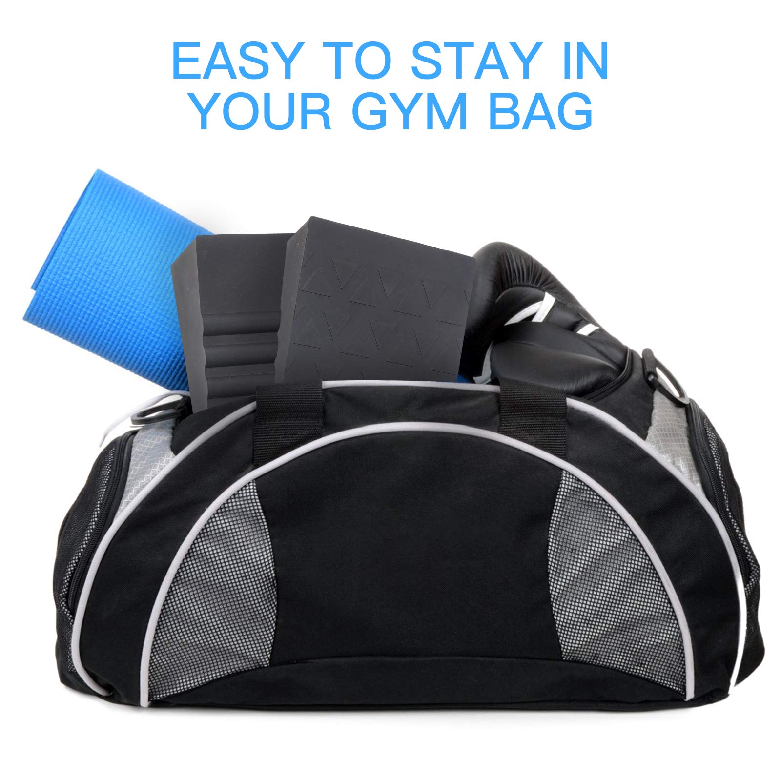 HarderWill wedges packed in gym bag for portability and travel convenience