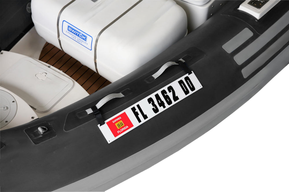 Hardline Products close detail of hook & loop strap and non-corrosive buckle for secure mounting