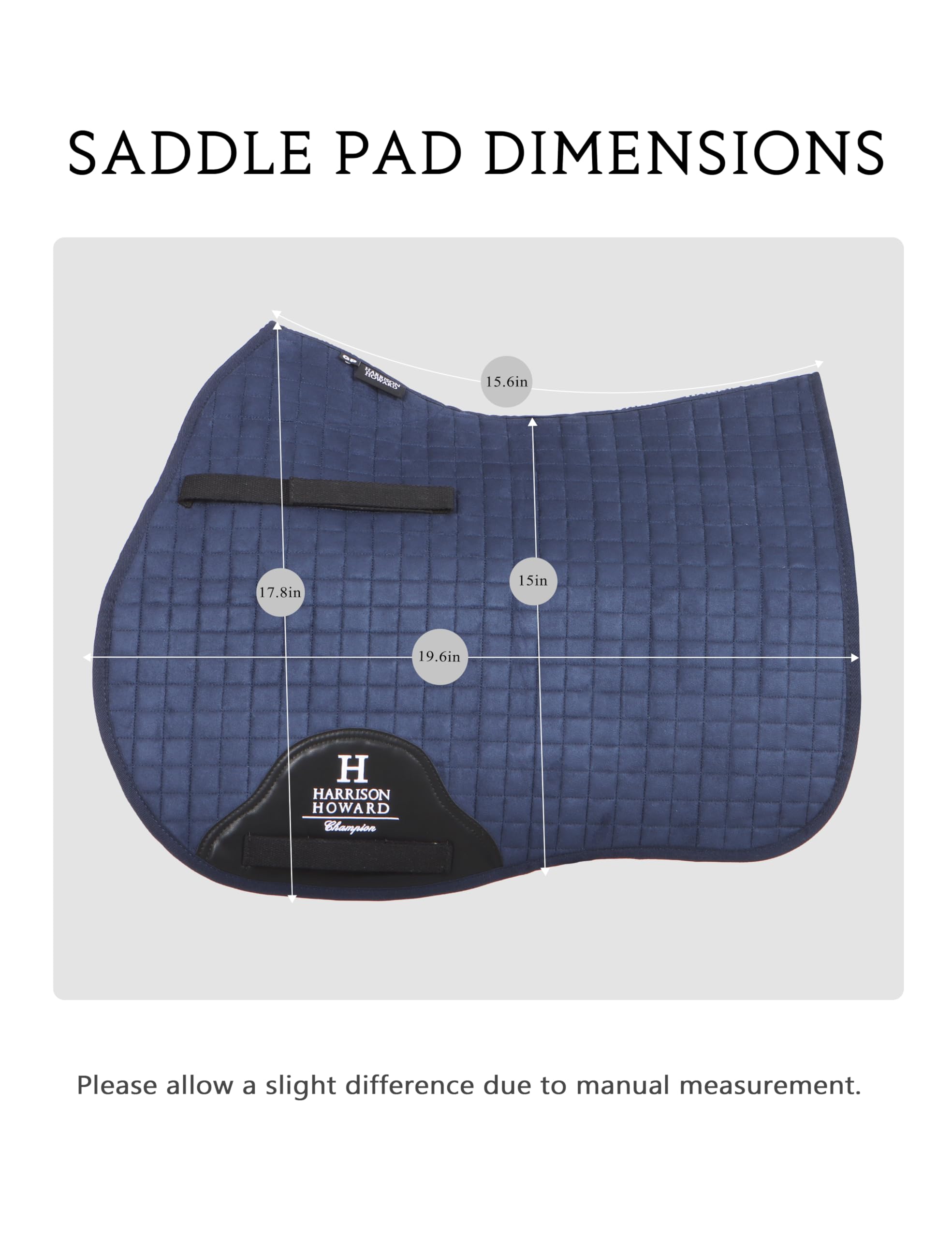 Harrison Howard pad next to saddle showing scale and compatible sizing