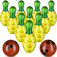 Harrycle front packaging showing colorful pineapple bowling pins and coconut balls, invites festive play