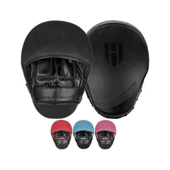 Hawk Sports front view boxing mitt showing full striking surface and durable leather benefit: clear target visibility