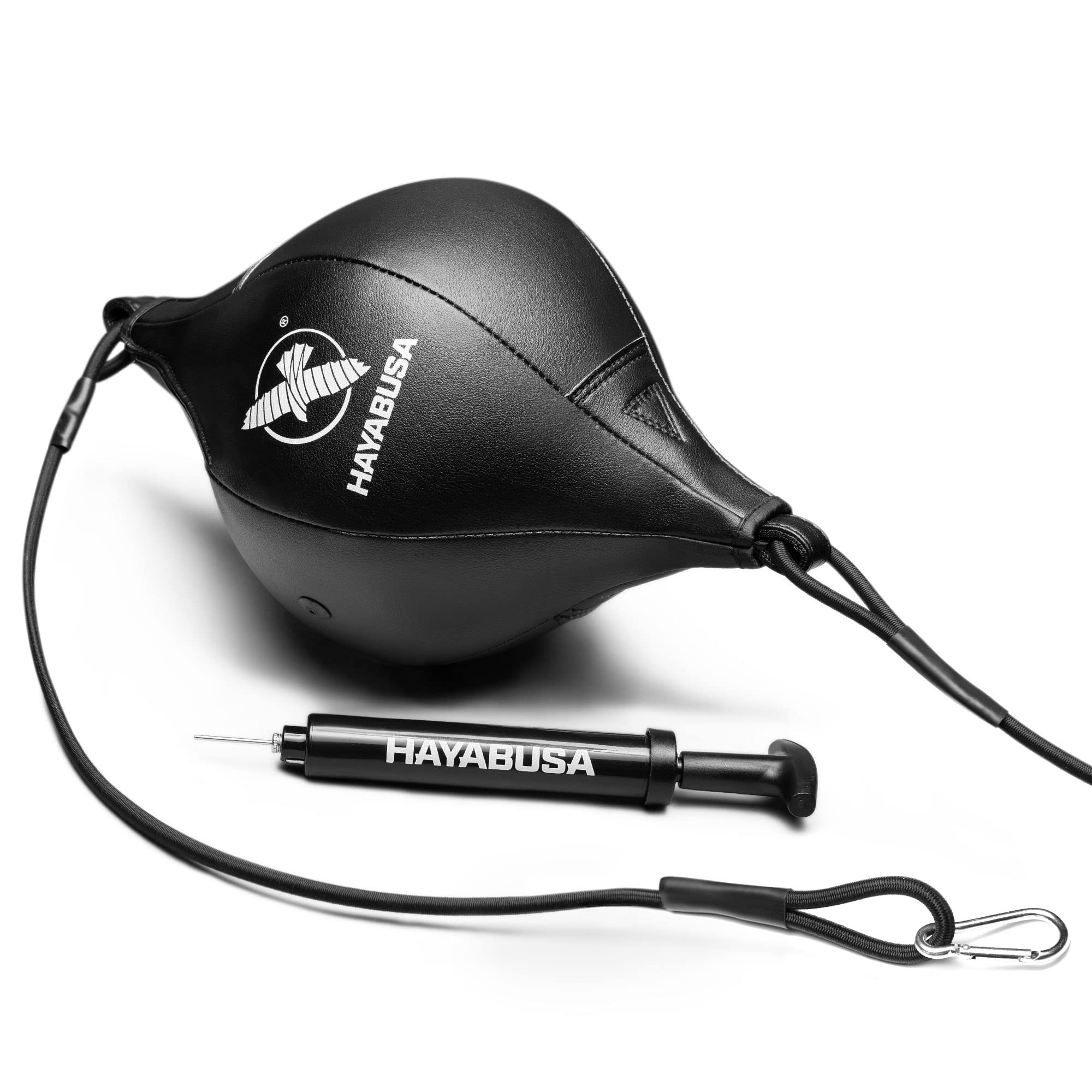 Hayabusa double end bag front view showing durable shell and striking targets for focused training