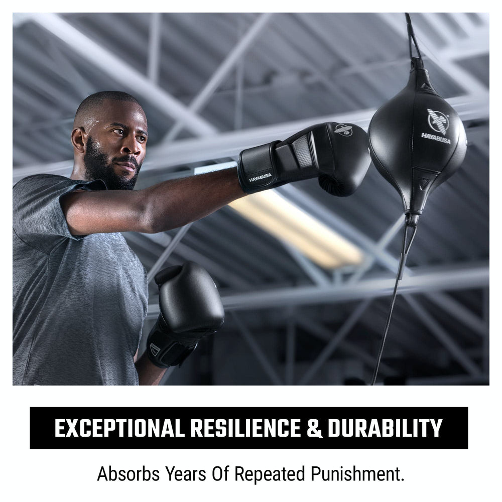 Hayabusa double end bag in use with athlete training to improve speed and hand-eye coordination