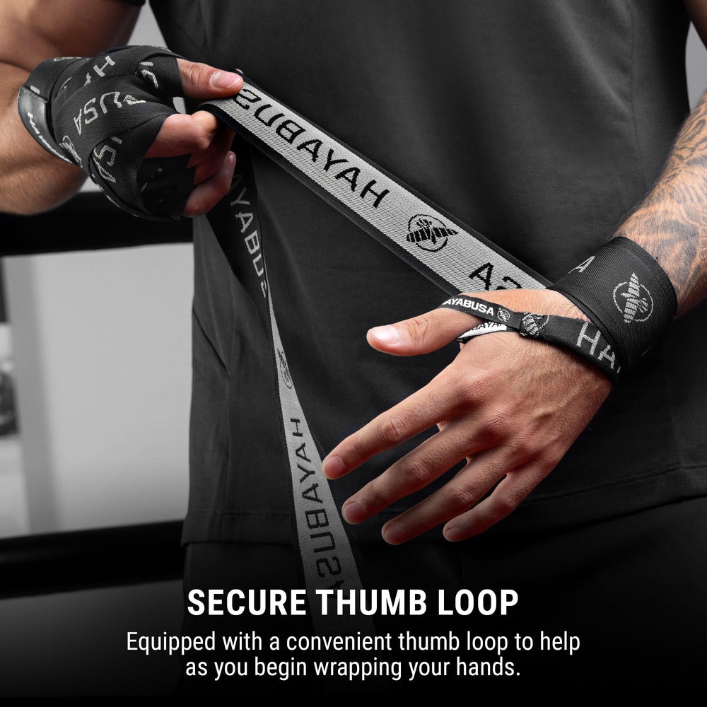 Hayabusa reinforced rubberized wrist tab and extended closure demonstrating locked fit