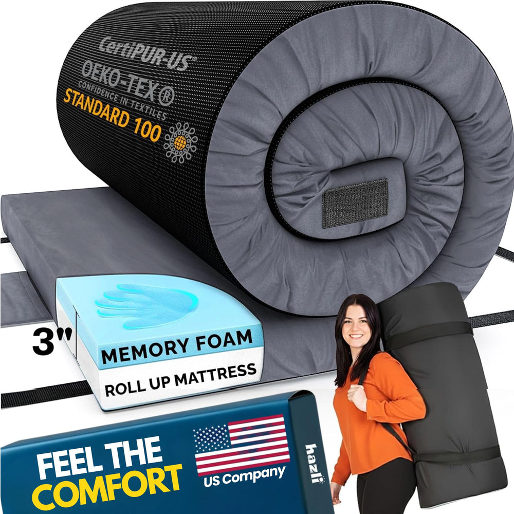 hazli front view of mattress pad showing full twin surface and neat cover protecting foam comfort