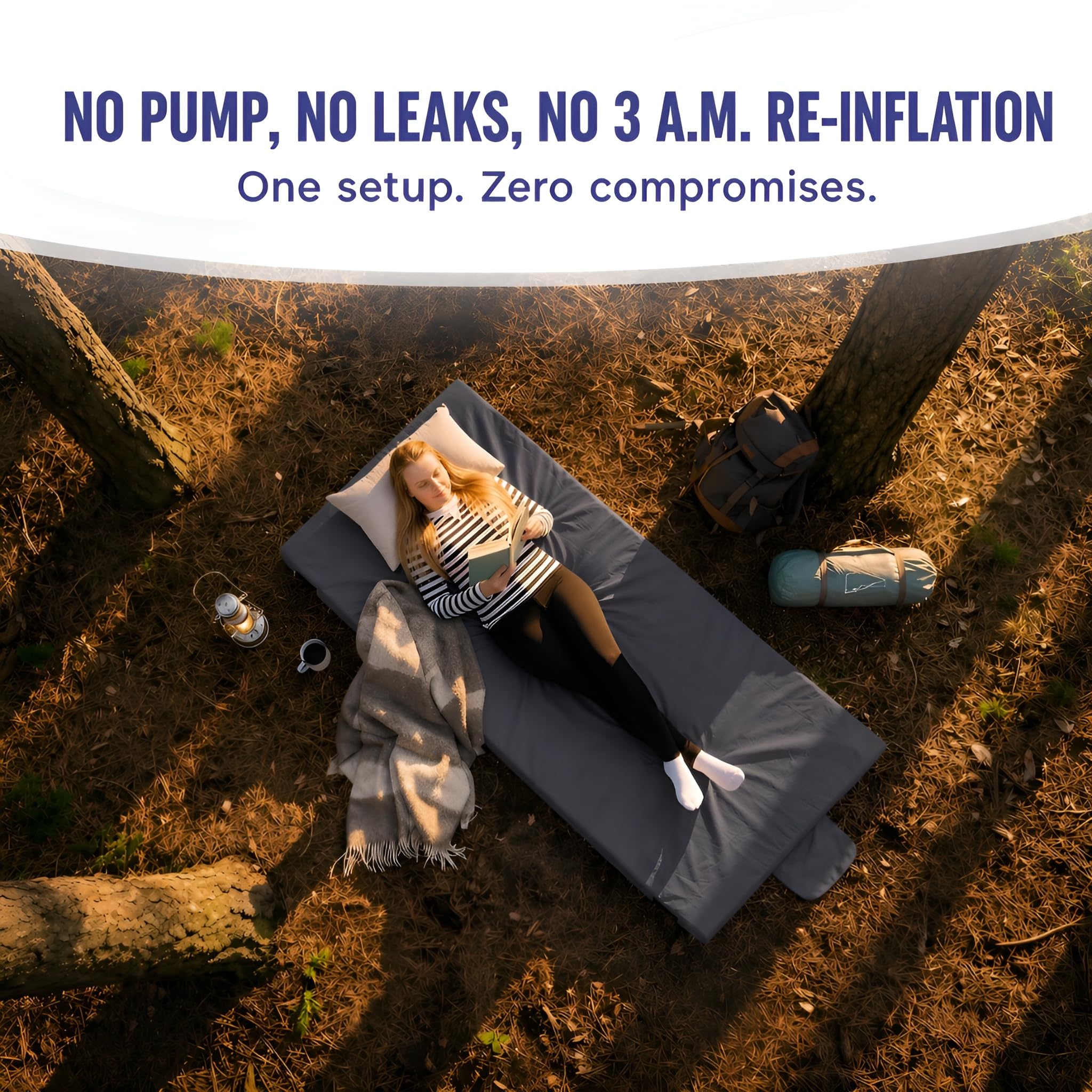 hazli mattress pad on camping cot illustrating extra cushioning and improved support