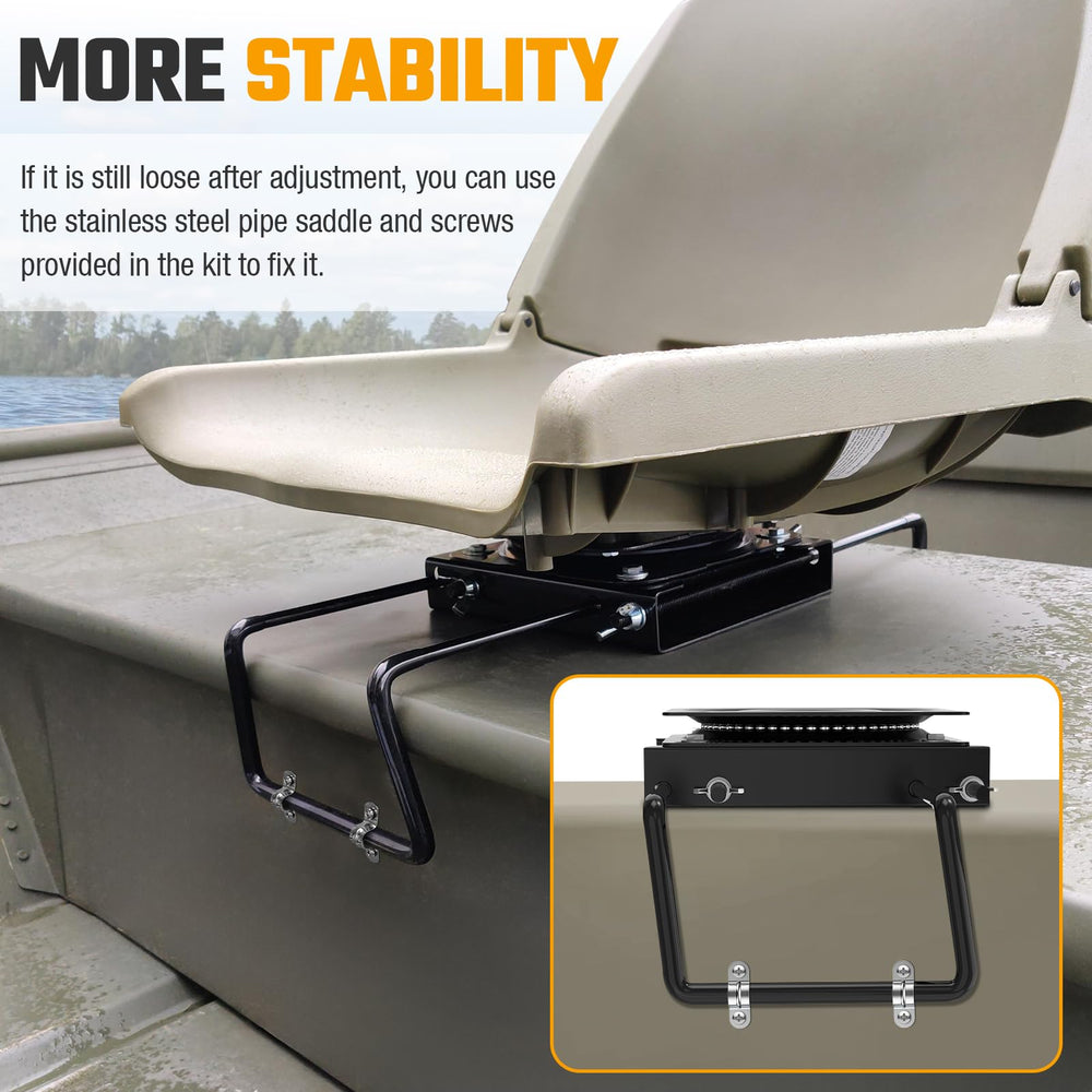 Hazztoll installed on a jon boat bench demonstrating quick installation and secure hold