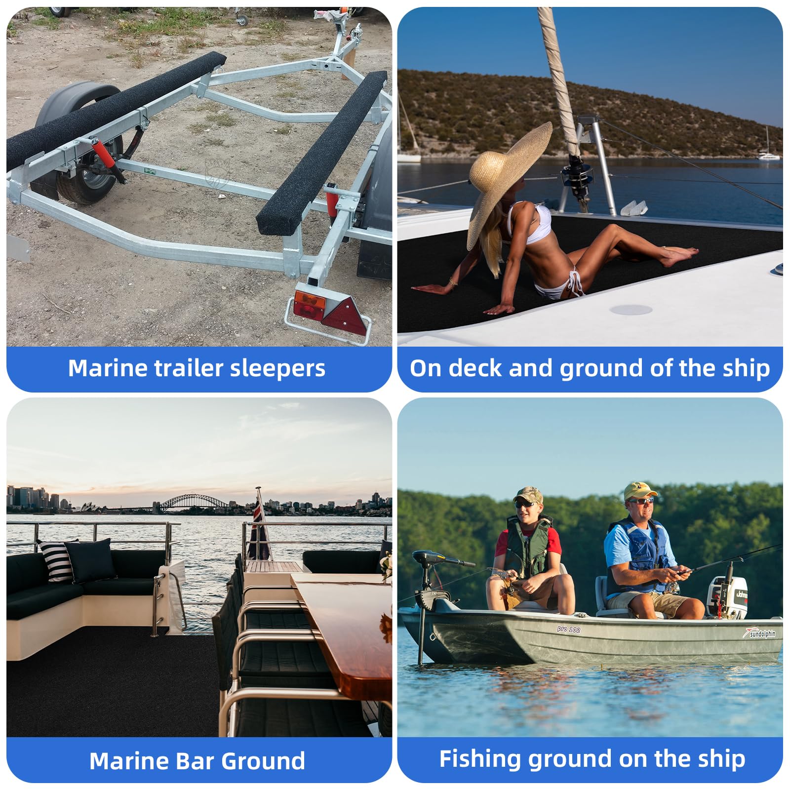 HBGOTL boat on trailer lifestyle image showing secure transport with protective carpet