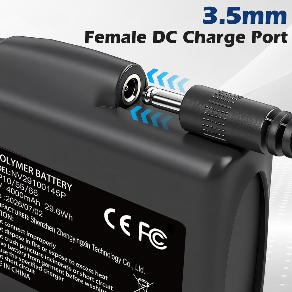 Hczykya closeup of the 3.5mm female DC jack showing secure garment connection
