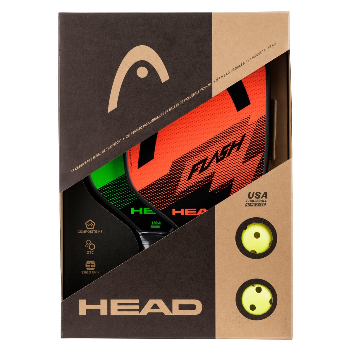 HEAD flash Penn 40 balls close-up showing durable outdoor bounce consistency