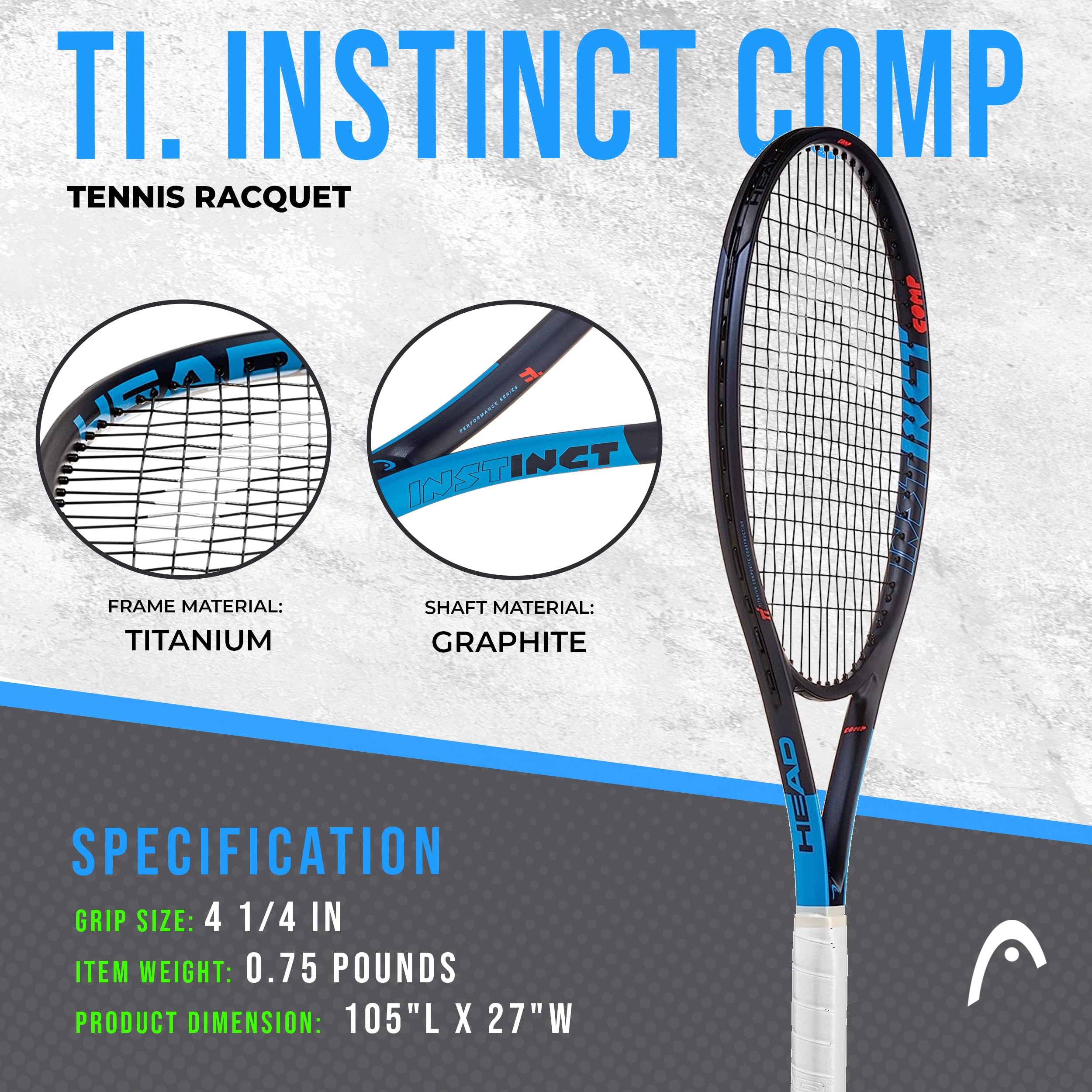 HEAD Ti. Instinct Comp close-up of frame material highlighting titanium composite durability