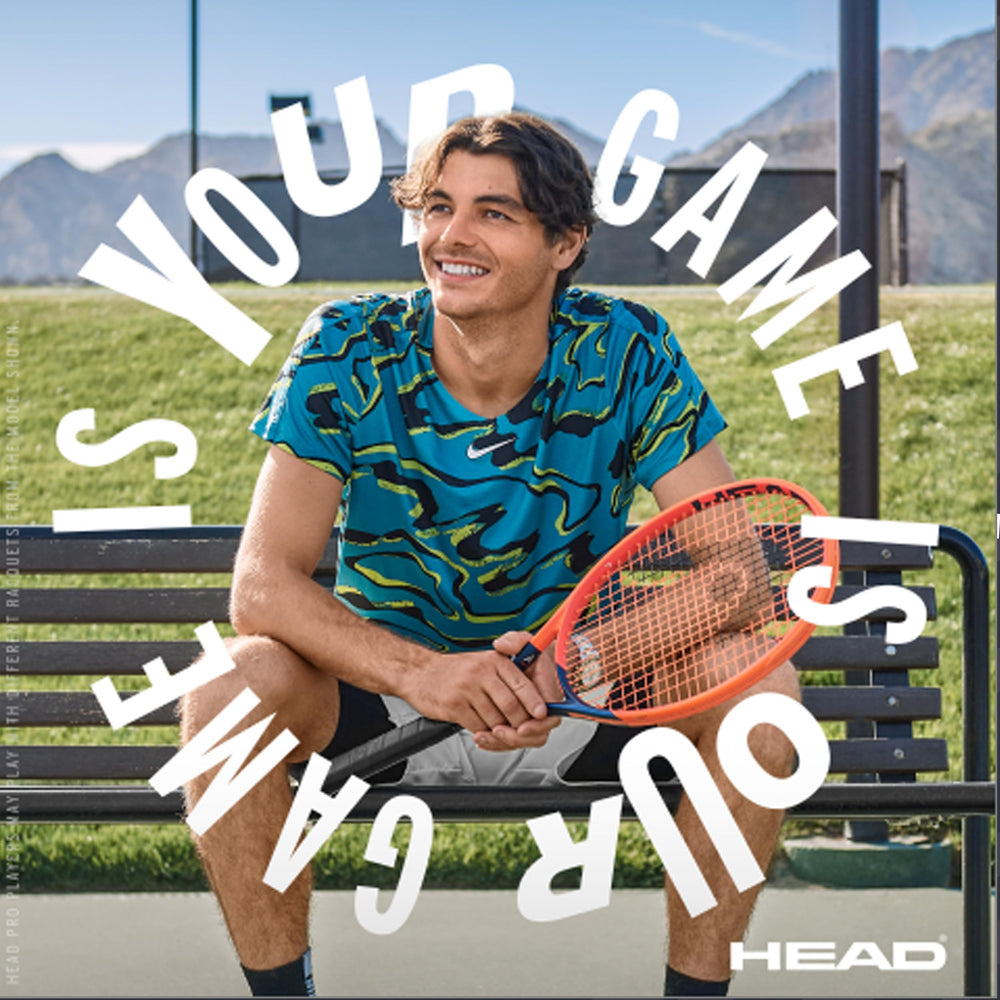 HEAD Ti. Instinct Comp next to tape measure showing 27-inch length for standard fit