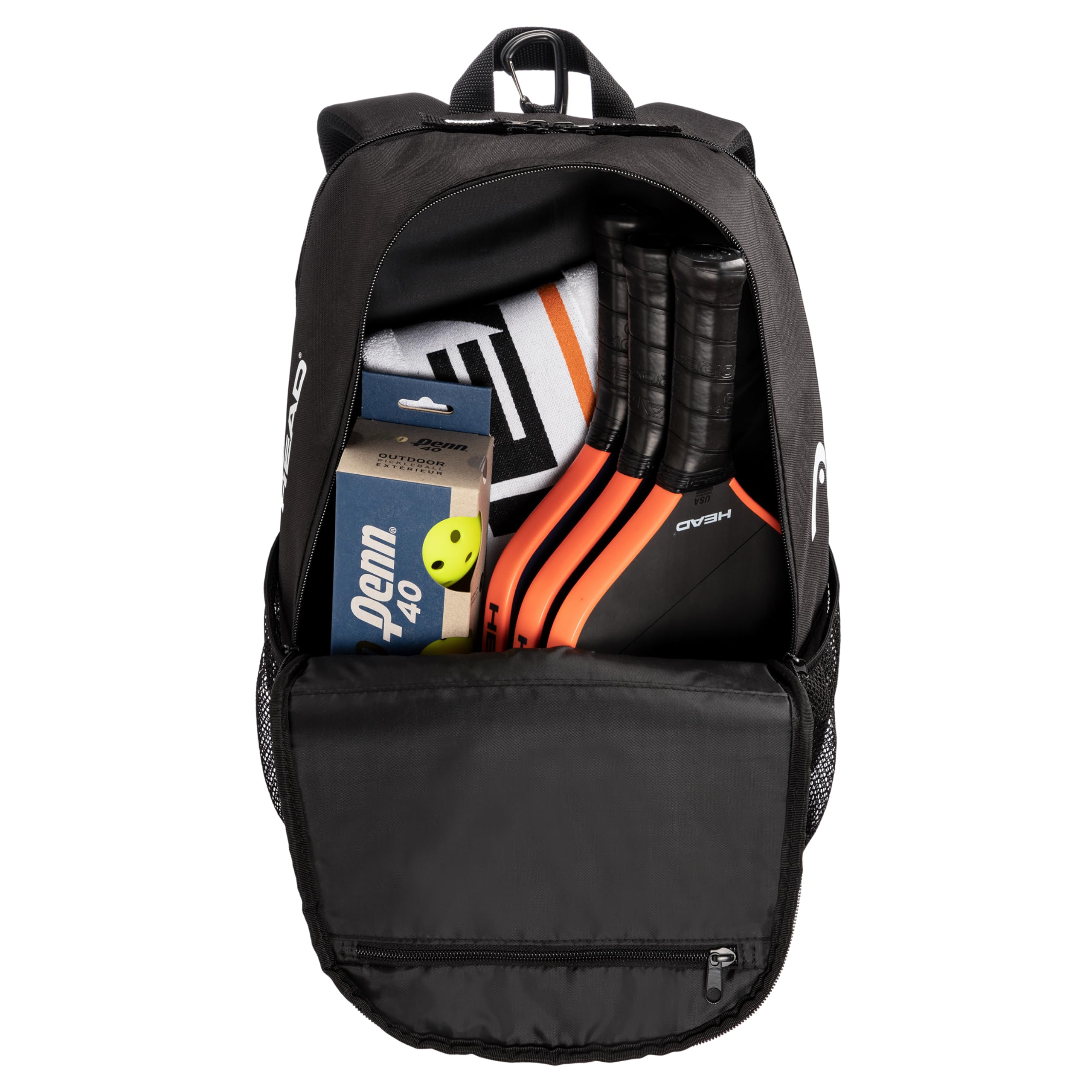 HEAD Tour Pickleball Backpack open shoe compartment keeping shoes separate from clean gear