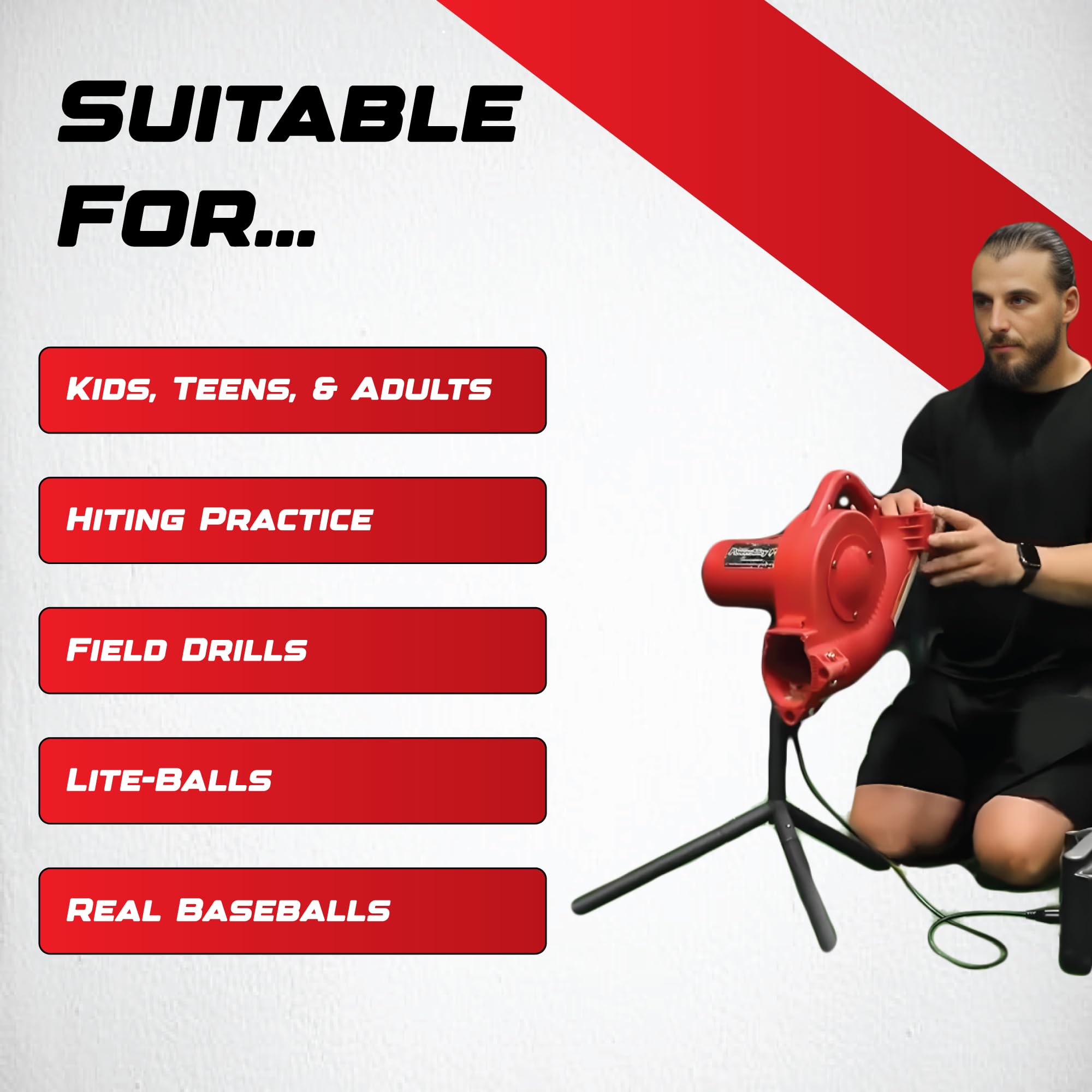 Heater PowerAlley Pro next to duffel showing compact transport convenience