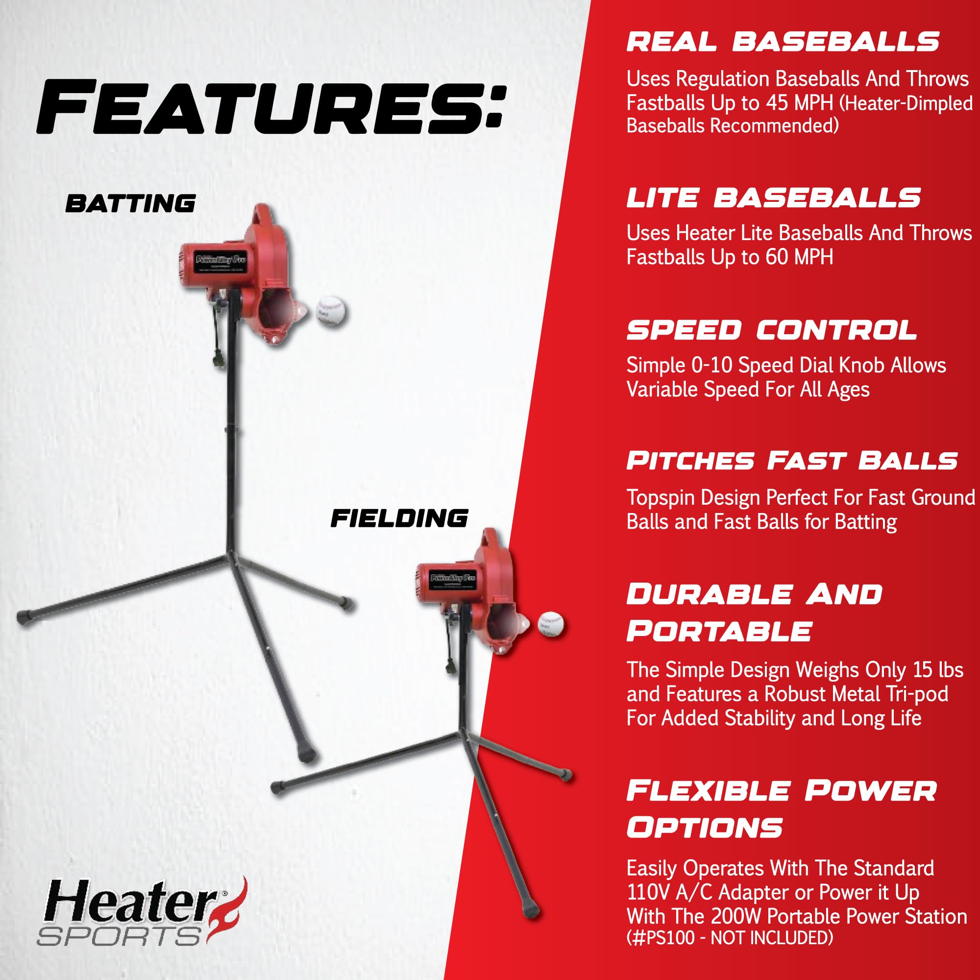 Heater PowerAlley Pro sturdy tripod detail offering stable, portable setup