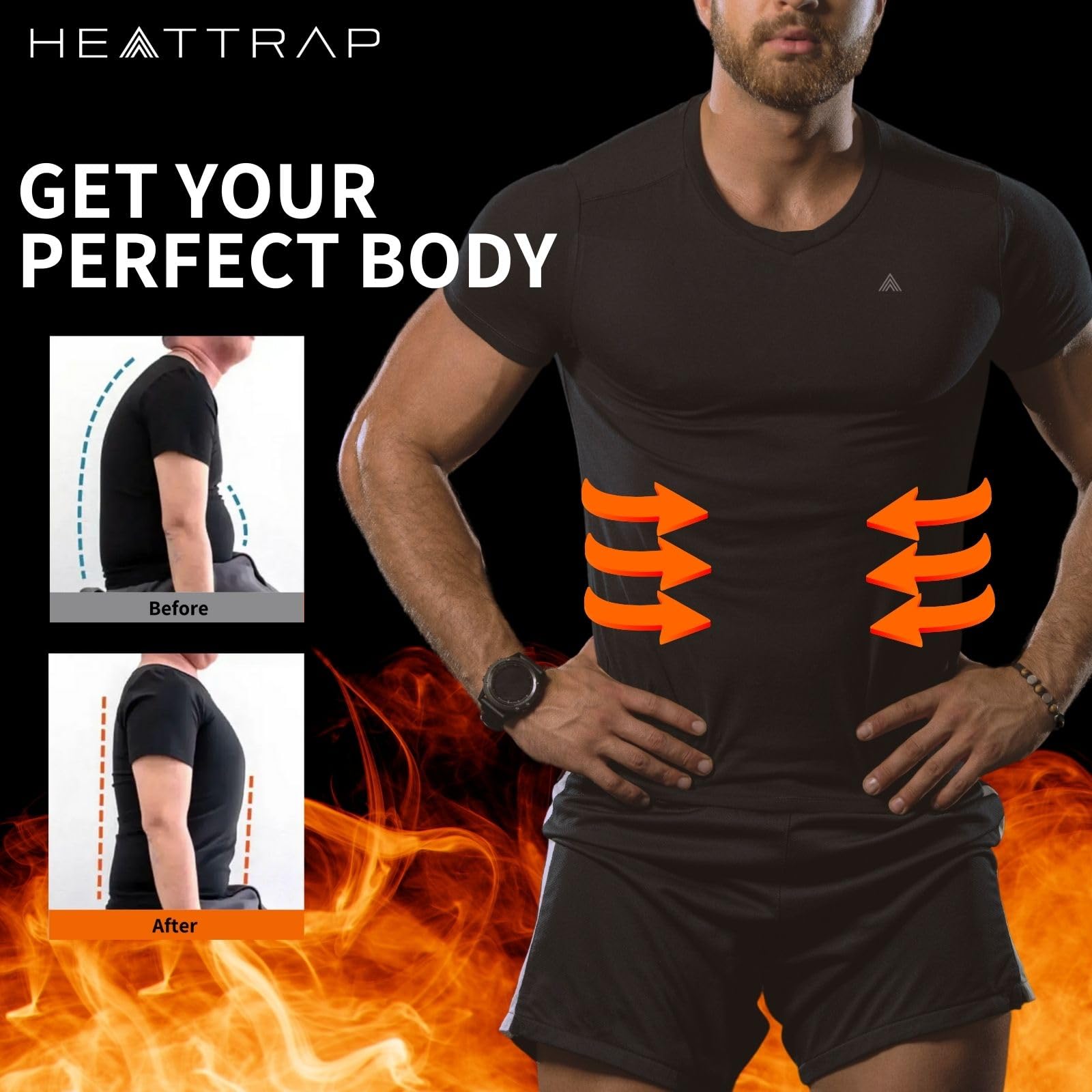 HEATTRAP size comparison showing XL scale for fit guidance and comfort benefit