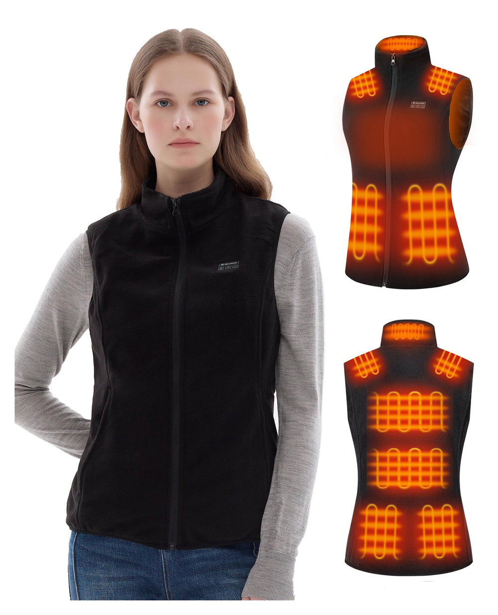 Hecusma heated vest front view showing sleek fit and warmth
