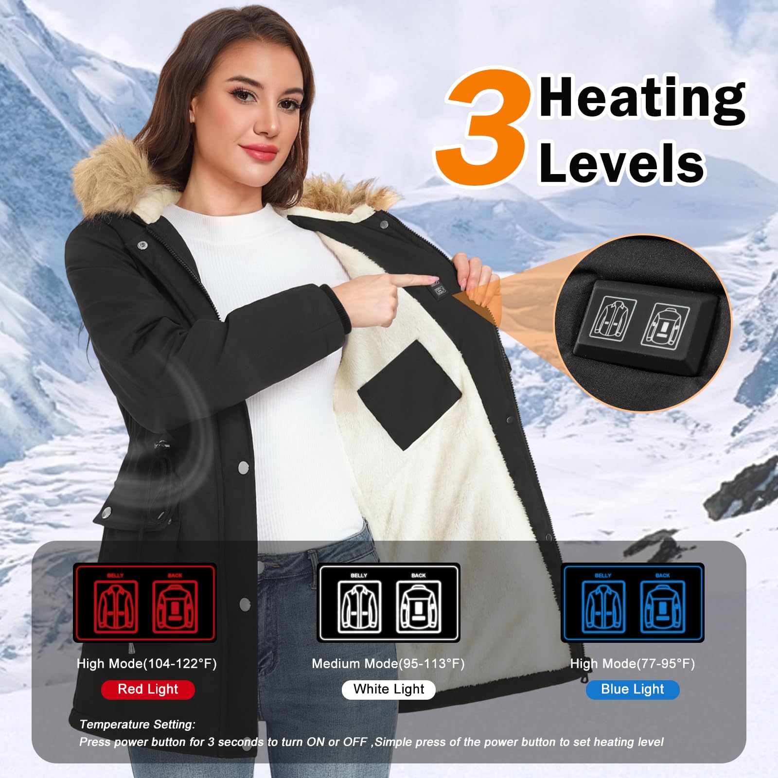 HEEKPEK detachable faux-fur collar removed to show versatile styling benefits