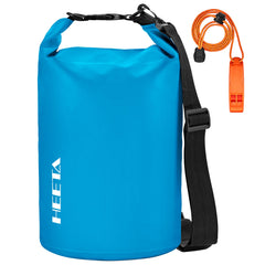 HEETA blue dry bag front view showing compact waterproof storage benefit