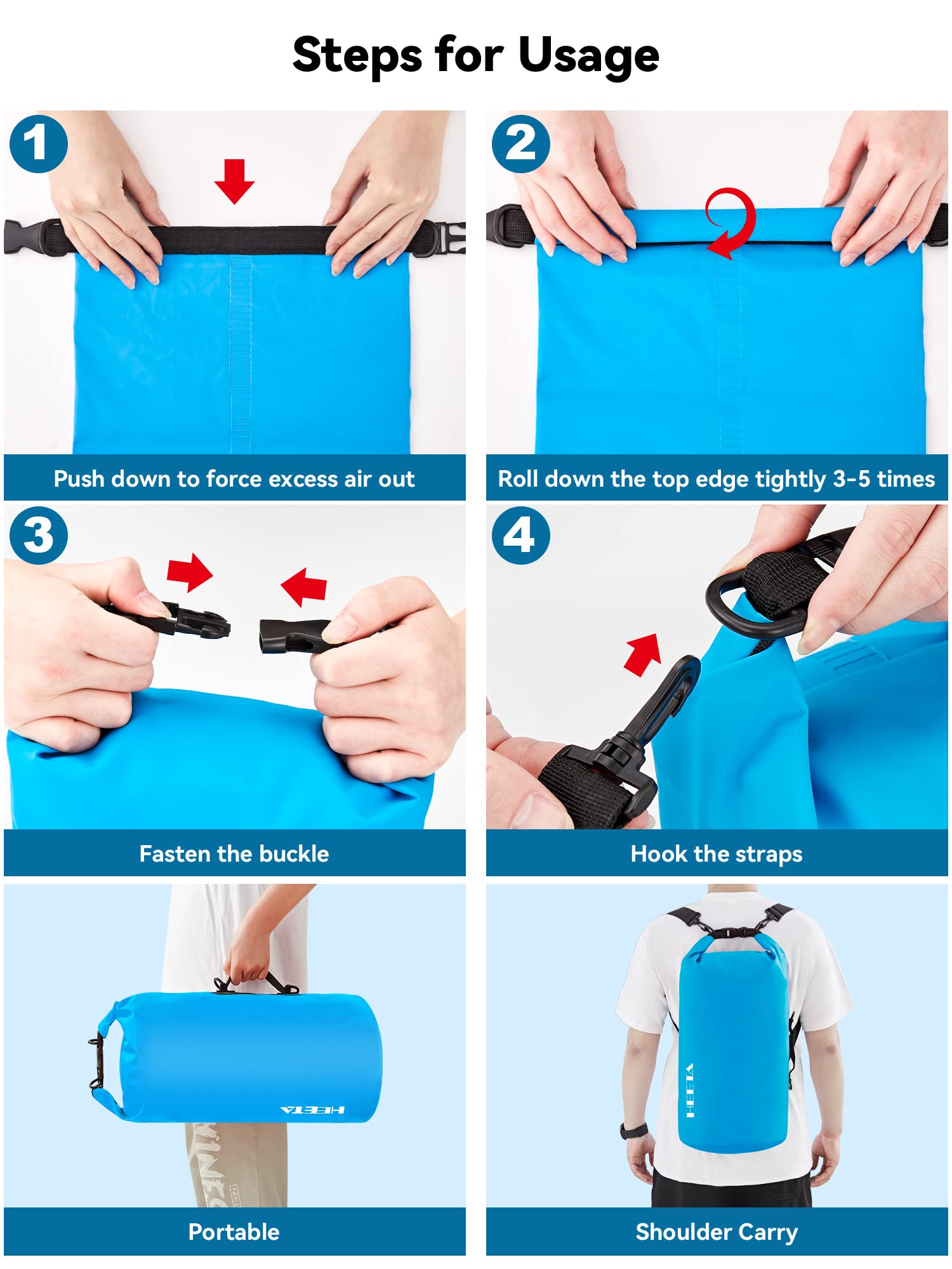 HEETA adjustable shoulder strap and buckle for comfortable carry