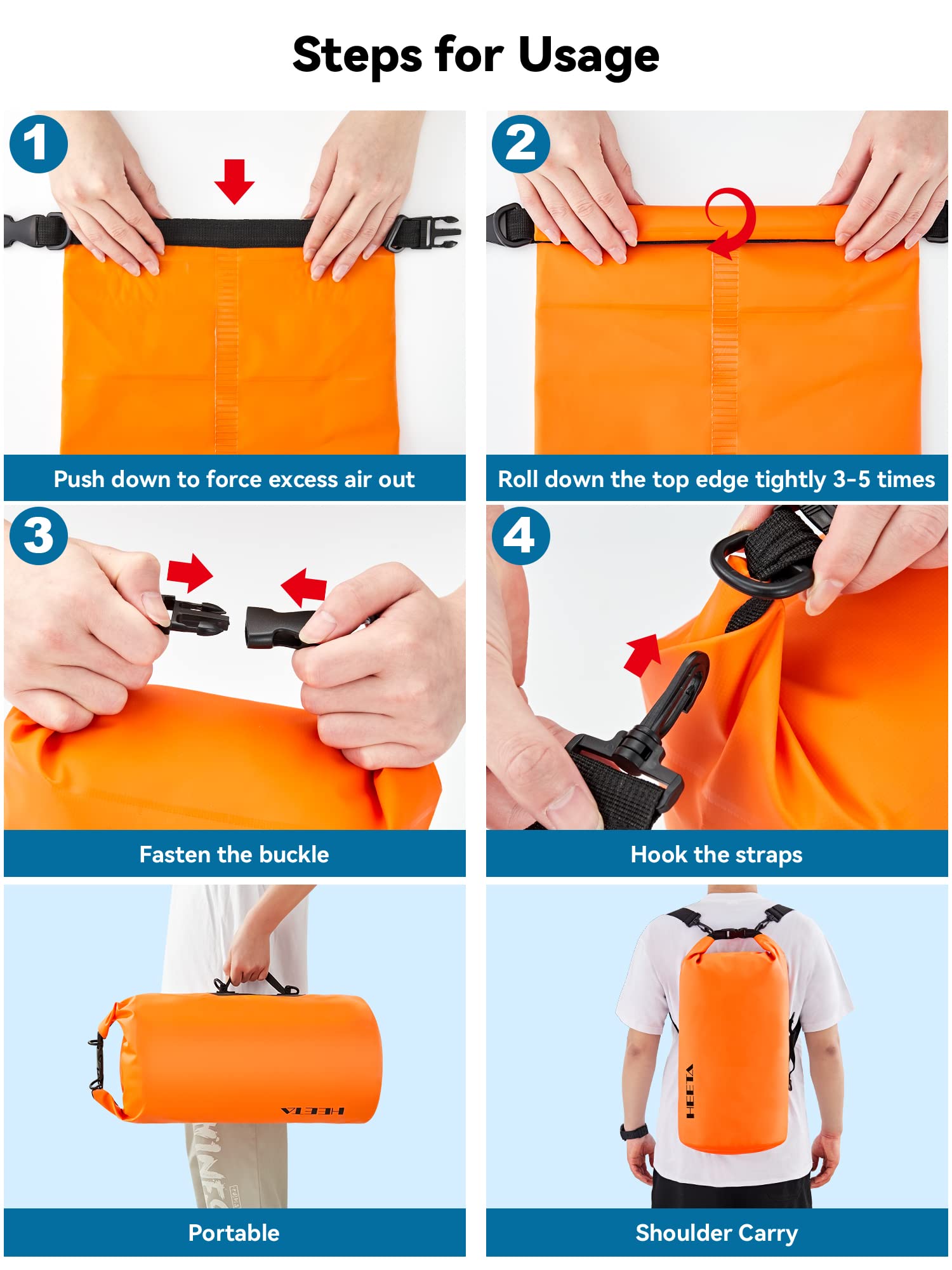 HEETA adjustable strap and side handle showing comfortable carrying options
