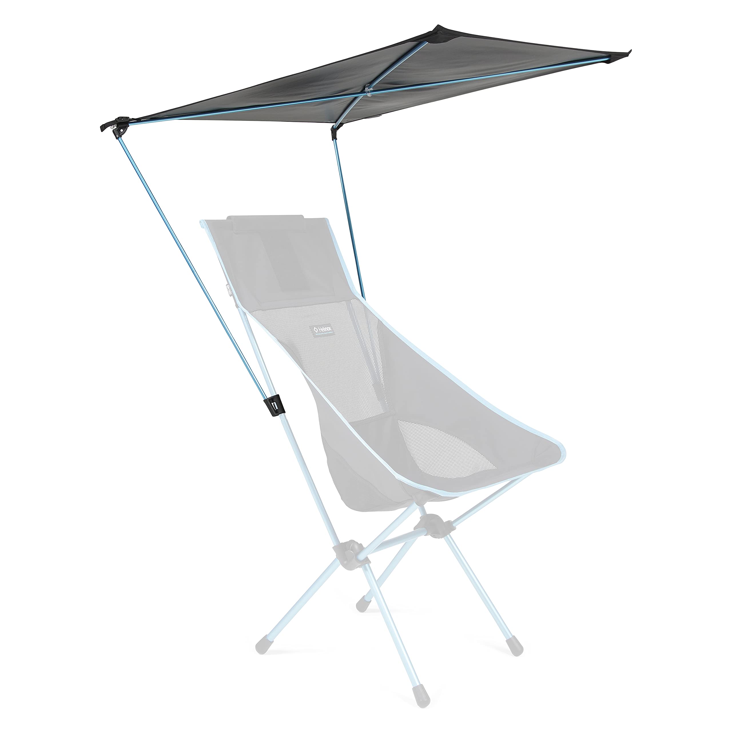 Helinox front view of attached canopy showing shade and sun protection