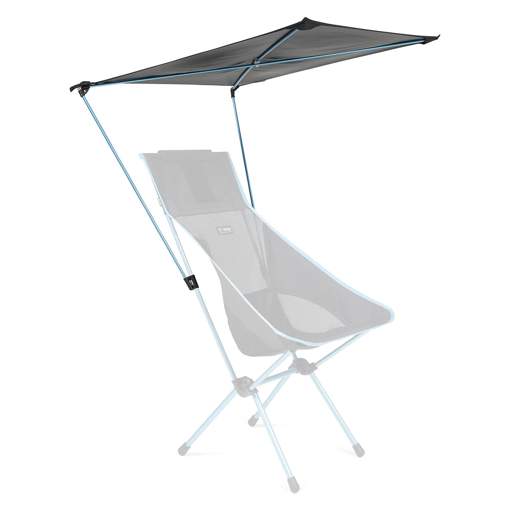 Helinox front view of attached canopy showing shade and sun protection