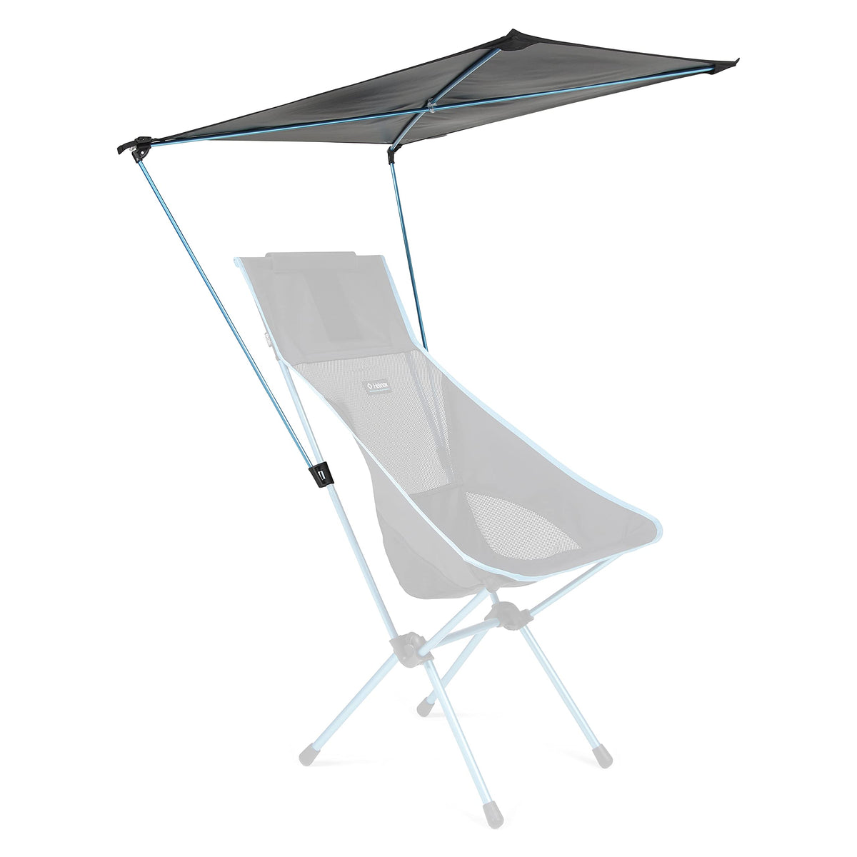 Helinox front view of attached canopy showing shade and sun protection