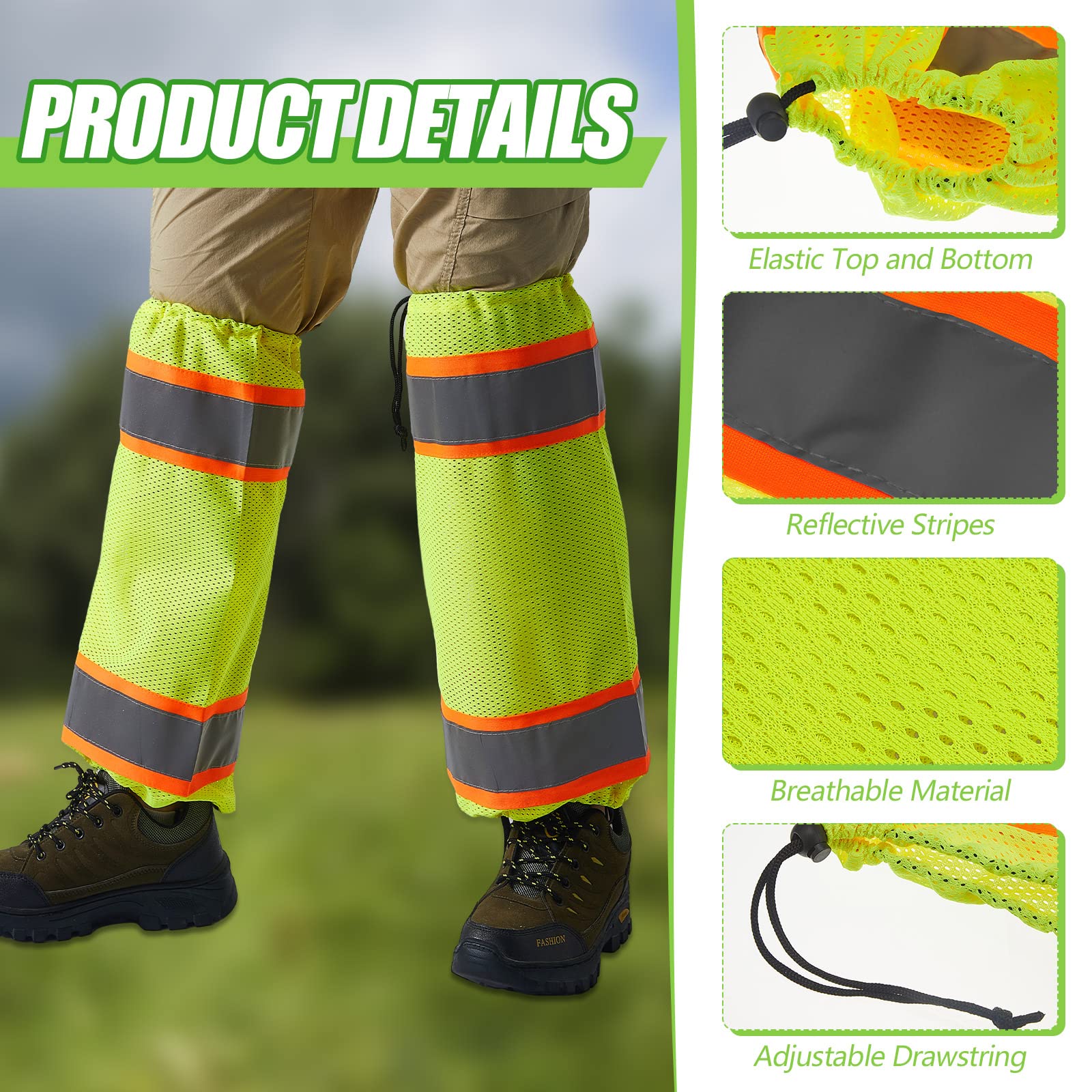 Hercicy gaiter worn by runner demonstrating improved night visibility