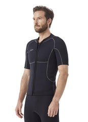 Hevto front view wetsuit top showing pocket and secure fit for active comfort