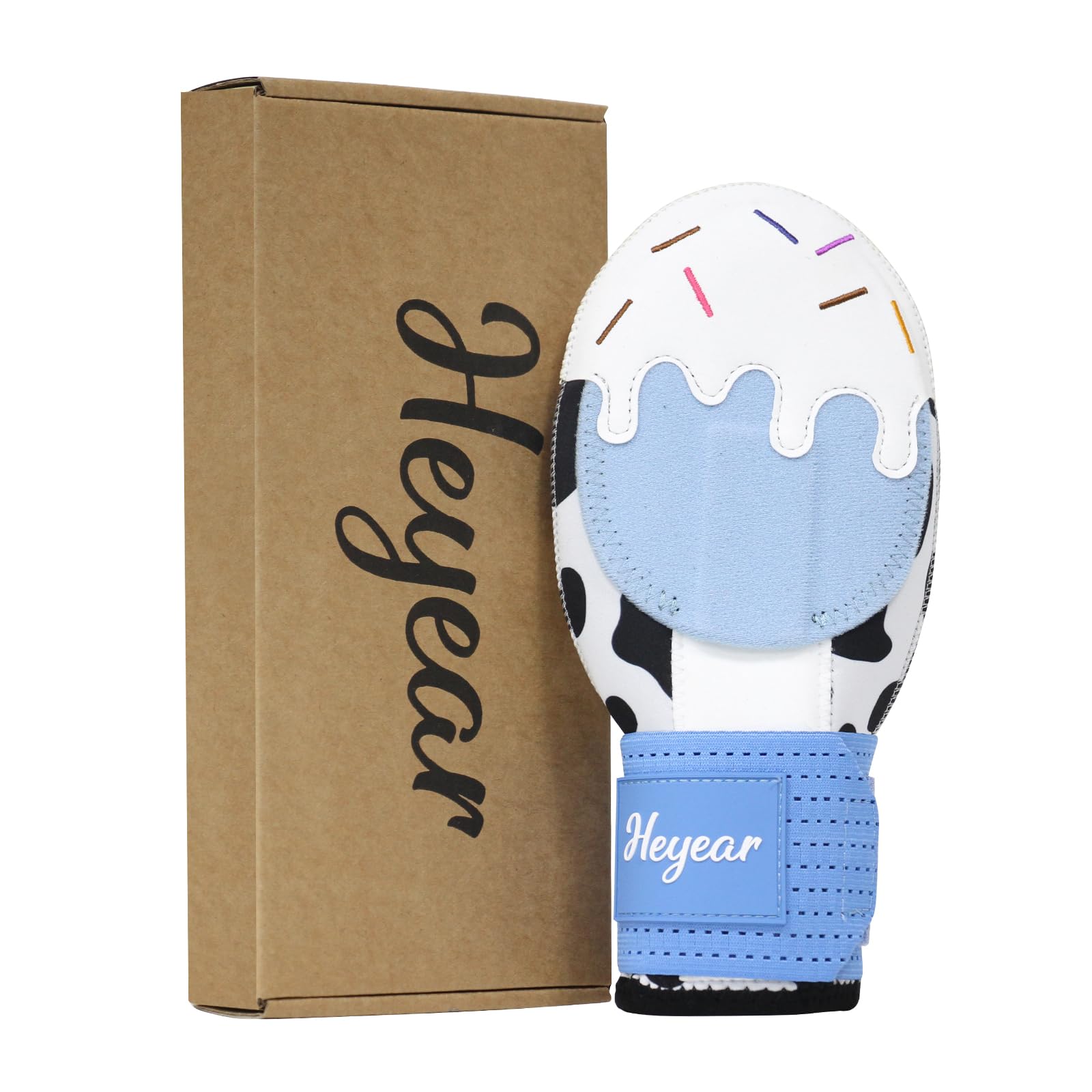 Heyear mitt front view showing ice cream design and full hand protection benefit