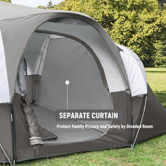 HG HIKERGARDEN room divider detail highlighting private sleeping areas