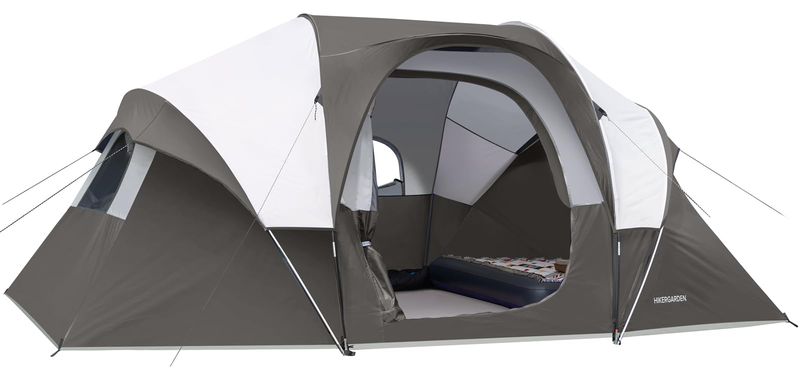 HG HIKERGARDEN front view showing roomy dome and full rainfly for weather protection
