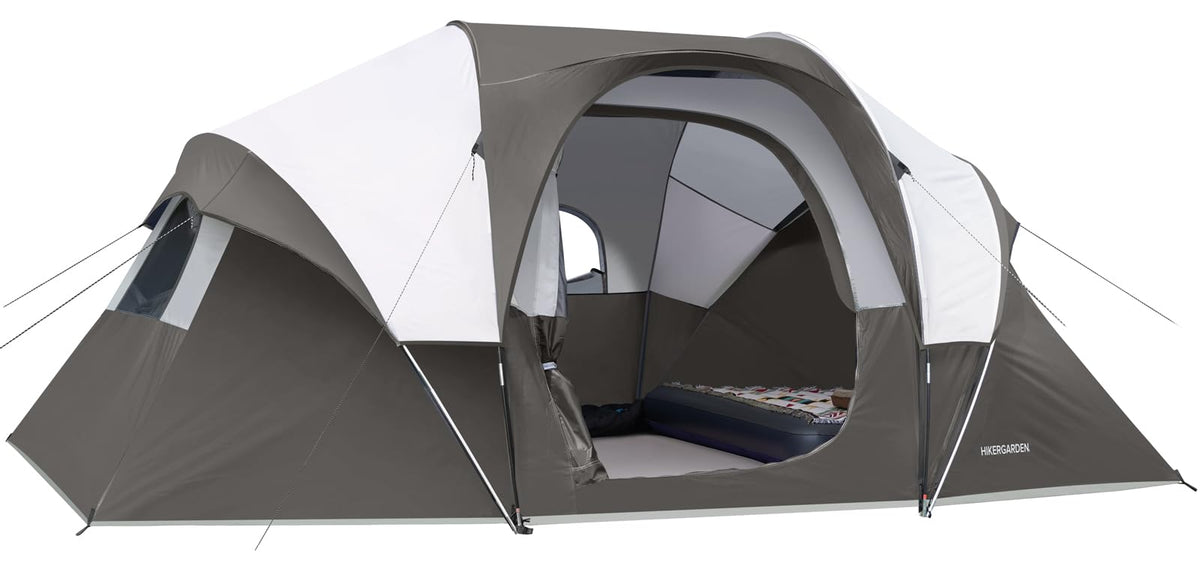 HG HIKERGARDEN front view showing roomy dome and full rainfly for weather protection