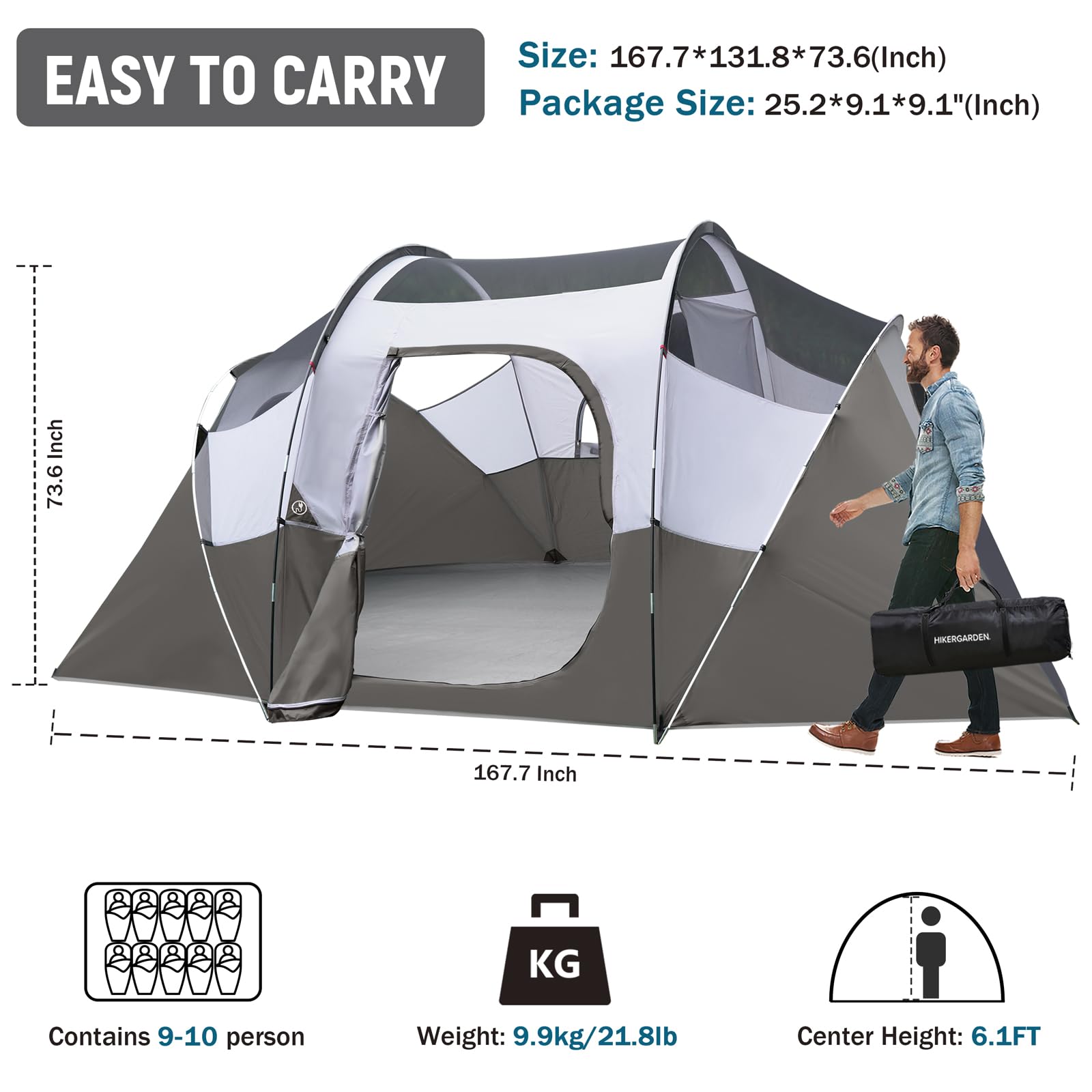 HG HIKERGARDEN interior with mattresses illustrating spacious sleep capacity
