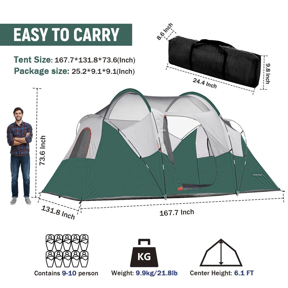 HG HIKERGARDEN interior wide view showing sleeping capacity and comfort