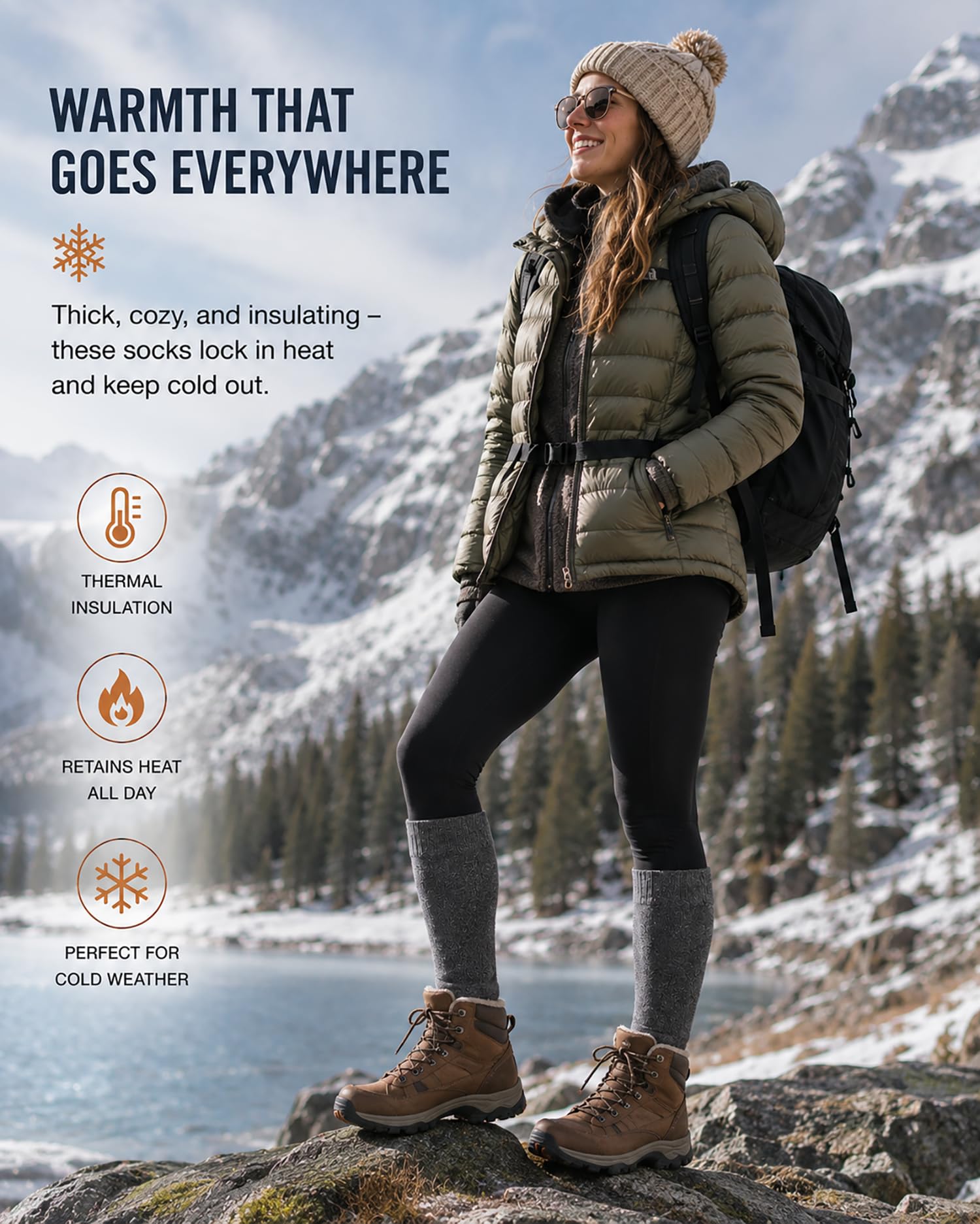 Hi Clasmix socks inside a boot illustrating fit and protection