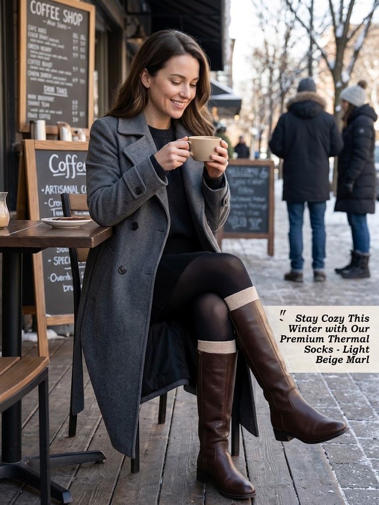 Hi Clasmix knee-high socks on leg demonstrating coverage and warmth